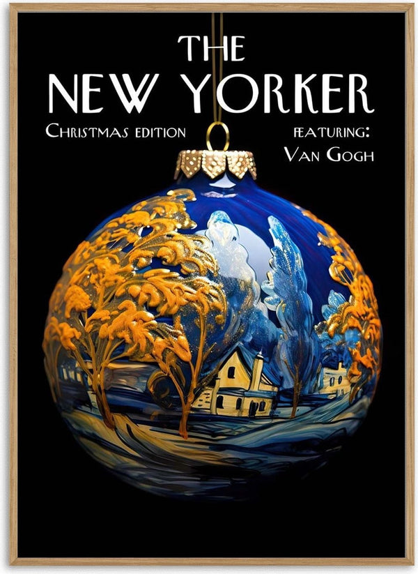 Christmas edition of The New Yorker ornament featuring Van Gogh-inspired winter landscape painting.