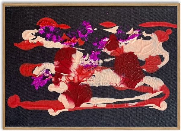 Night Flowers by Maria-Tia - red, blush and magenta swirls on a black canvas
