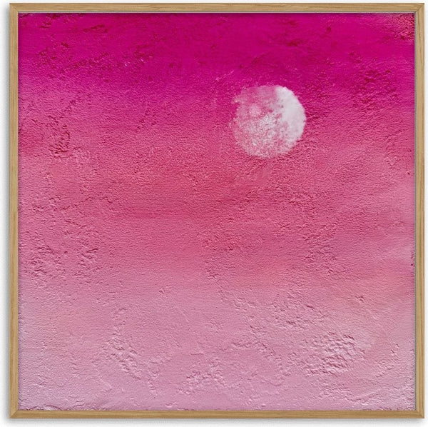 Pink Atmosphere by Marina Agre - a pale sun in a textured field of magenta and dusty rose