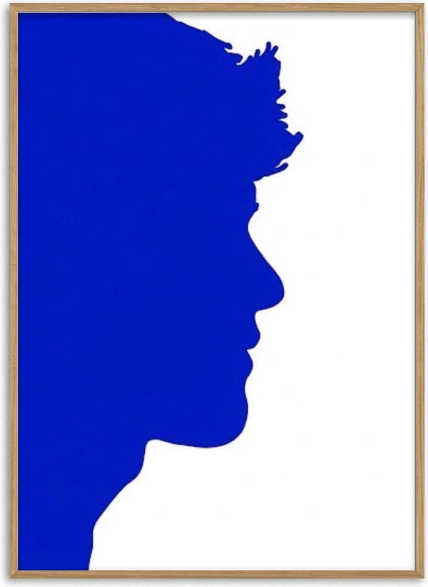 Projected personality by Tonia - a man's profile cut as one flat deep blue shape against white