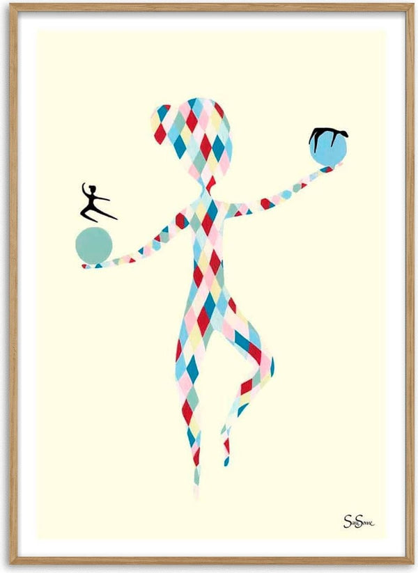 Colorful geometric figure balancing orbs, representing harmony, for Sara Sonne - Balance of Life product page.