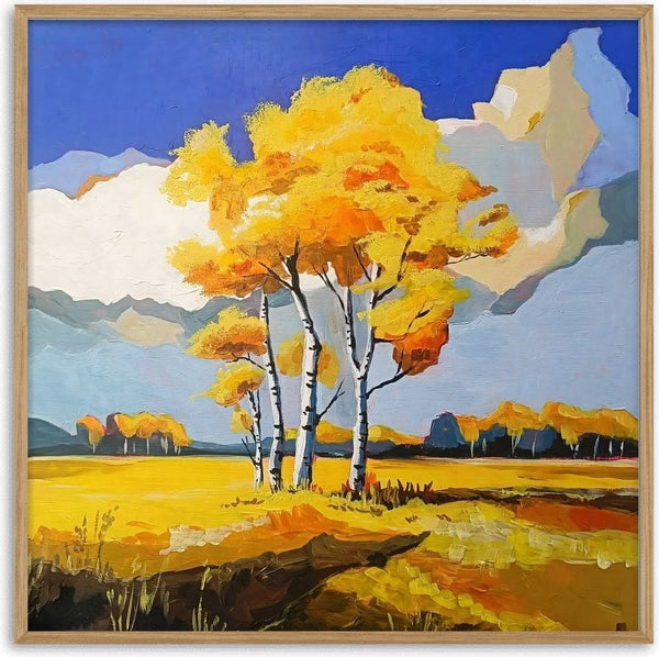 Silent October by Evgenia Smirnova - golden birches under a blue sky