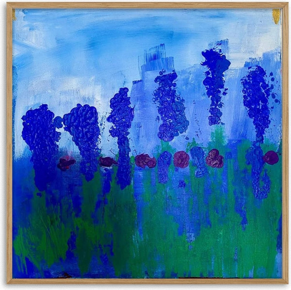 Summer Vibes by Maria-Tia - raised royal blue flower spikes over a green meadow