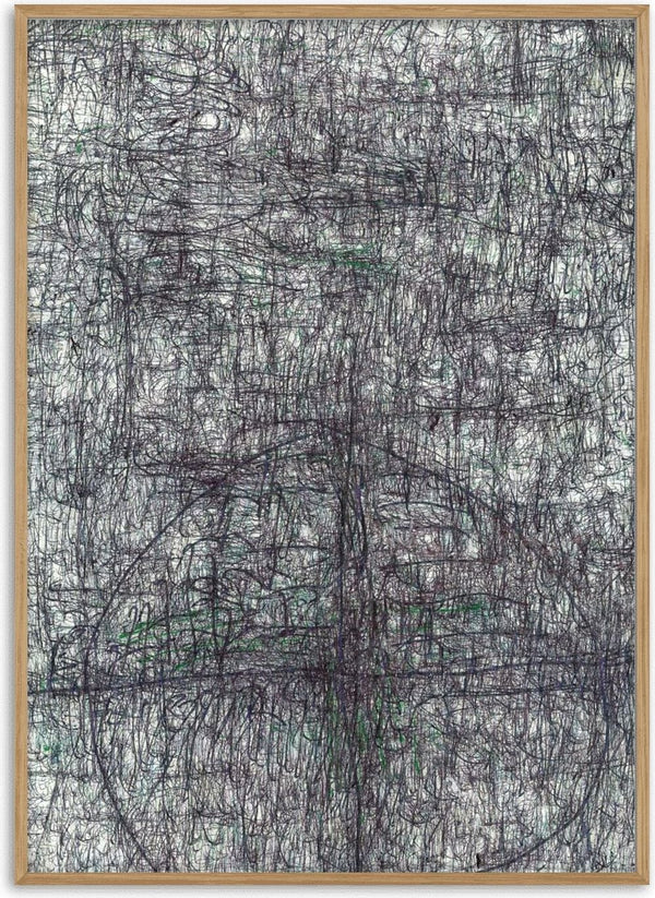 Targeted by Priit Ruttas - an all-over field of dark pen scribble with green and violet showing through