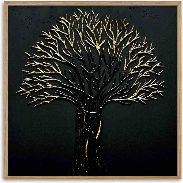 The Golden Tree by Marcel Herrmann - a tree in raised black and gold relief against a near-black ground