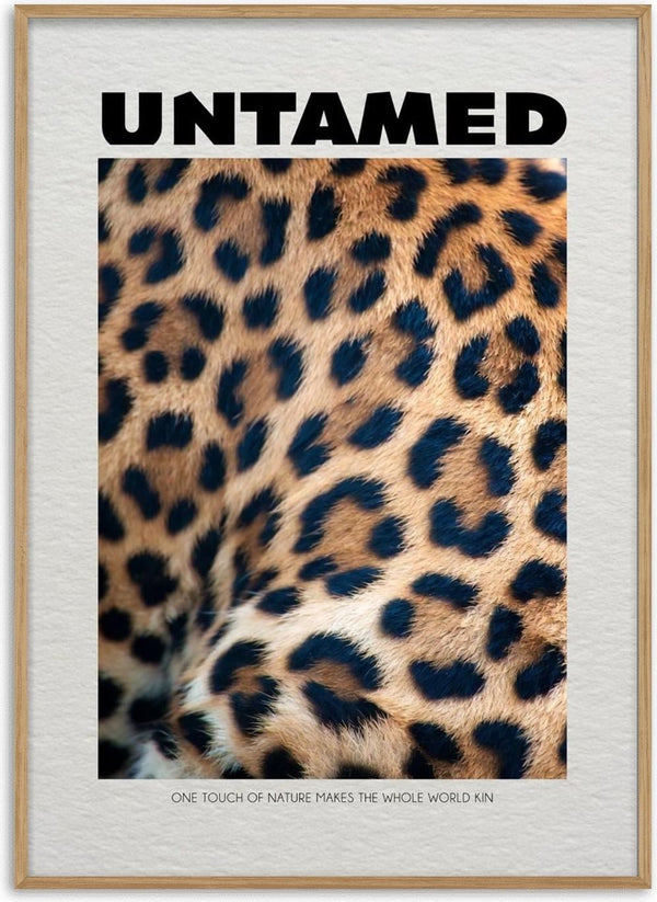 Untamed Leopard by Daniel Leo — minimalist poster with a close-up of golden leopard fur and dark rosettes