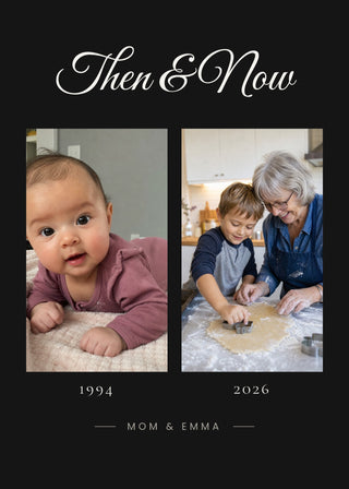 Then & Now personalised photo poster – Black